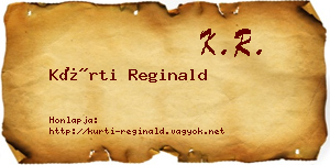 Kürti Reginald névjegykártya